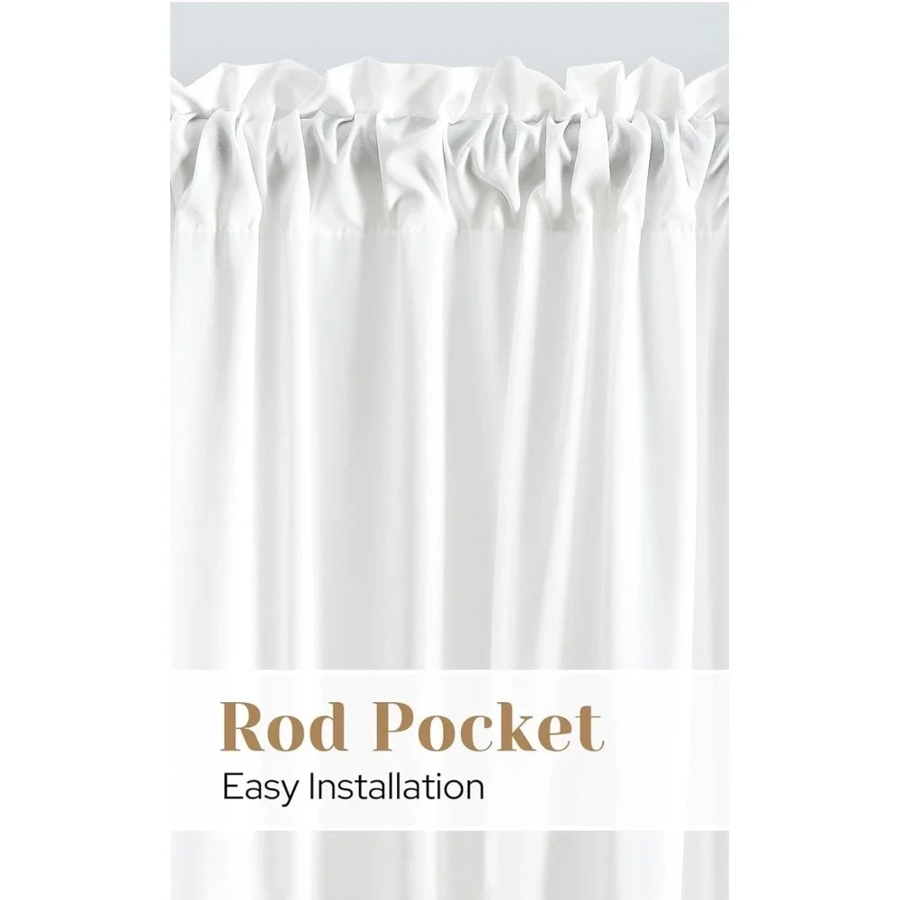 White Sheer Curtains Light Filtering Rod Top Window 52x84
